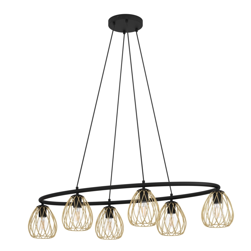 Eglo - Κρεμαστό φωτιστικό οροφής 6xE27/40W/230V μαύρο/χρυσό