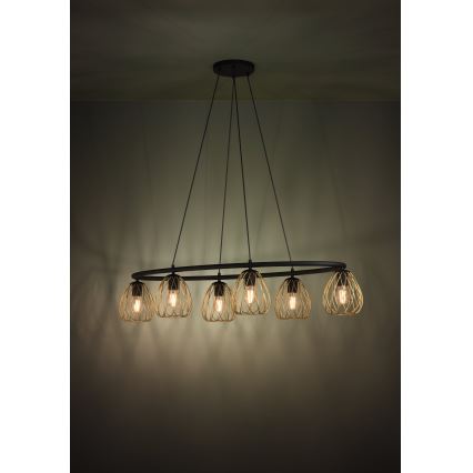 Eglo - Κρεμαστό φωτιστικό οροφής 6xE27/40W/230V μαύρο/χρυσό