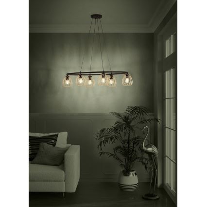 Eglo - Κρεμαστό φωτιστικό οροφής 6xE27/40W/230V μαύρο/χρυσό