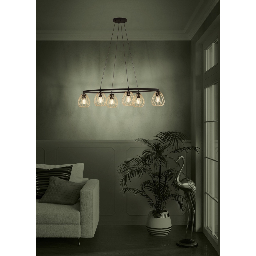 Eglo - Κρεμαστό φωτιστικό οροφής 6xE27/40W/230V μαύρο/χρυσό