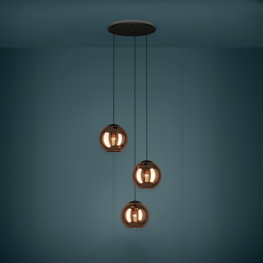 Eglo - Κρεμαστό φωτιστικό οροφής 3xE27/40W/230V χαλκός