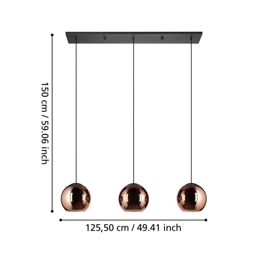 Eglo - Κρεμαστό φωτιστικό οροφής 3xE27/40W/230V χαλκός