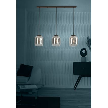 Eglo - Κρεμαστό φωτιστικό οροφής 3xE27/40W/230V φιμέ