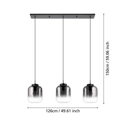 Eglo - Κρεμαστό φωτιστικό οροφής 3xE27/40W/230V φιμέ