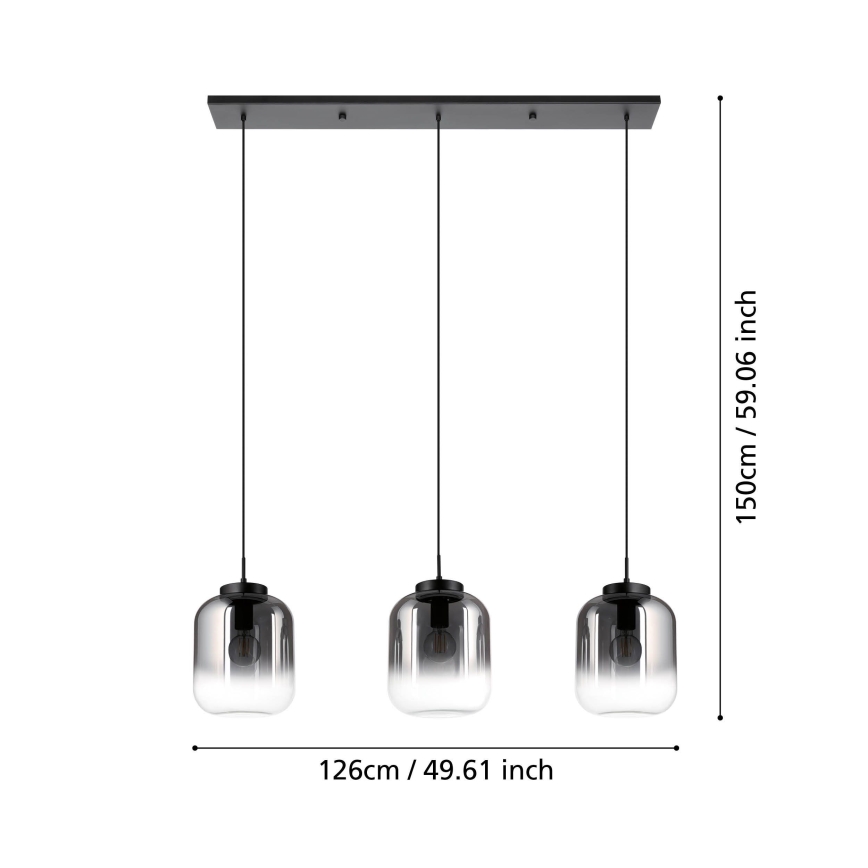 Eglo - Κρεμαστό φωτιστικό οροφής 3xE27/40W/230V φιμέ