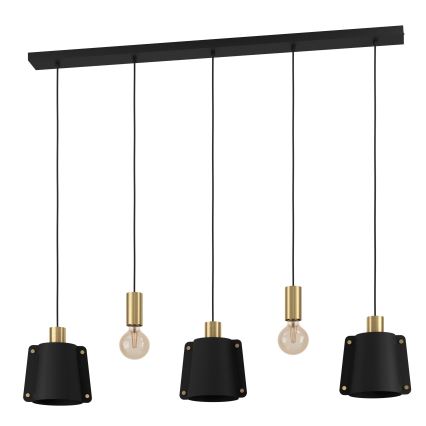 Eglo - Κρεμαστό φωτιστικό οροφής 5xE27/40W/230V μαύρο/χρυσό