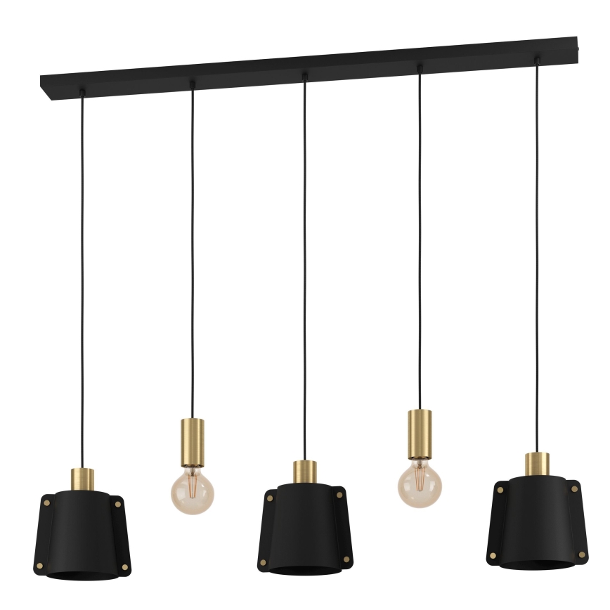Eglo - Κρεμαστό φωτιστικό οροφής 5xE27/40W/230V μαύρο/χρυσό