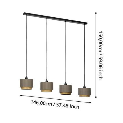 Eglo - Κρεμαστό φωτιστικό οροφής 4xE27/40W/230V καφέ