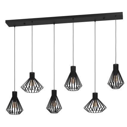 Eglo - Κρεμαστό φωτιστικό οροφής 6xE27/40W/230V μαύρο