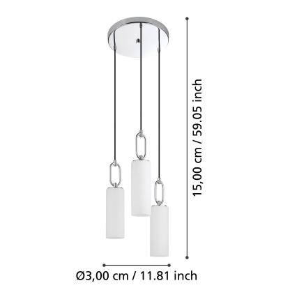 Eglo - Κρεμαστό φωτιστικό οροφής 3xE27/40W/230V γυαλιστερό χρώμιο