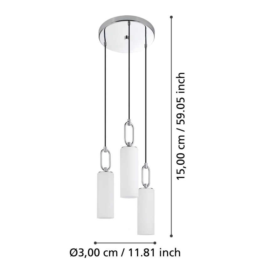 Eglo - Κρεμαστό φωτιστικό οροφής 3xE27/40W/230V γυαλιστερό χρώμιο