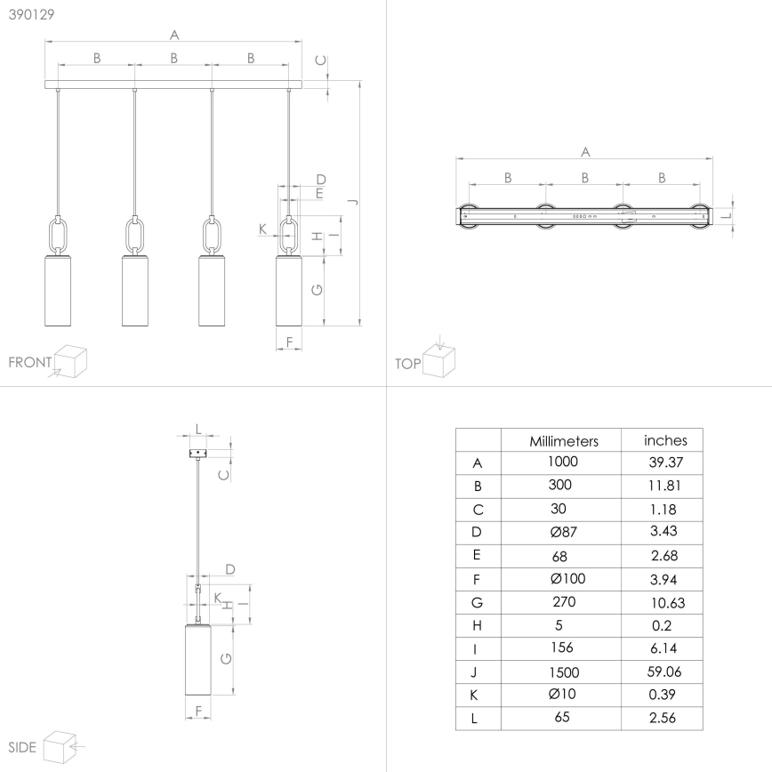 Eglo - Κρεμαστό φωτιστικό οροφής 4xE27/40W/230V γυαλιστερό χρώμιο