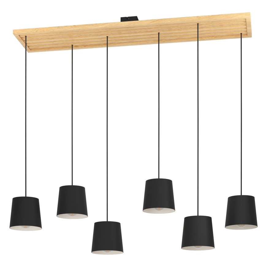 Eglo - Κρεμαστό φωτιστικό οροφής 6xE27/40W/230V μαύρο/καφέ