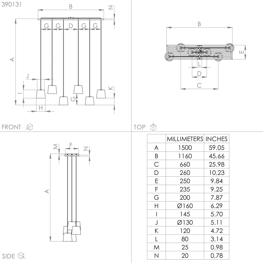 Eglo - Κρεμαστό φωτιστικό οροφής 6xE27/40W/230V μαύρο/καφέ