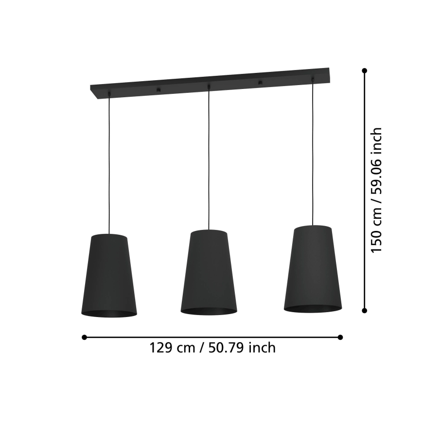 Eglo - Κρεμαστό φωτιστικό οροφής 3xE27/40W/230V μαύρο