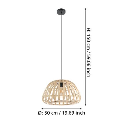 Eglo - Κρεμαστό φωτιστικό οροφής 1xE27/40W/230V διάμετρος 50 cm μπαμπού