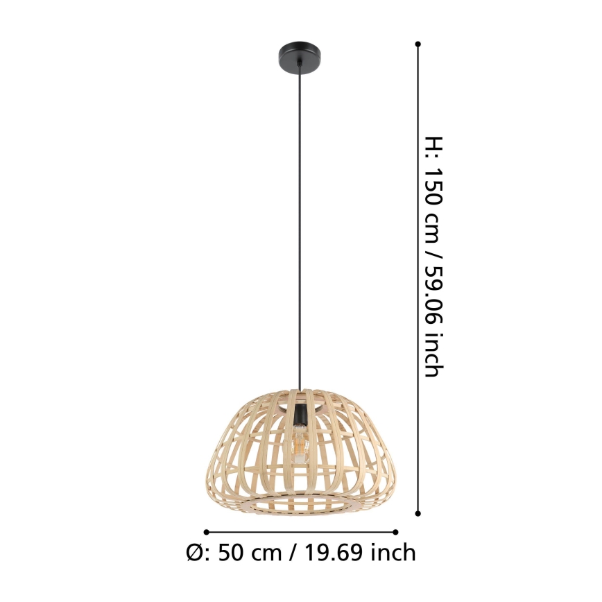Eglo - Κρεμαστό φωτιστικό οροφής 1xE27/40W/230V διάμετρος 50 cm μπαμπού