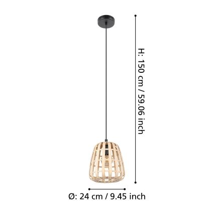 Eglo - Κρεμαστό φωτιστικό οροφής 1xE27/40W/230V διάμετρος 24 cm μπαμπού