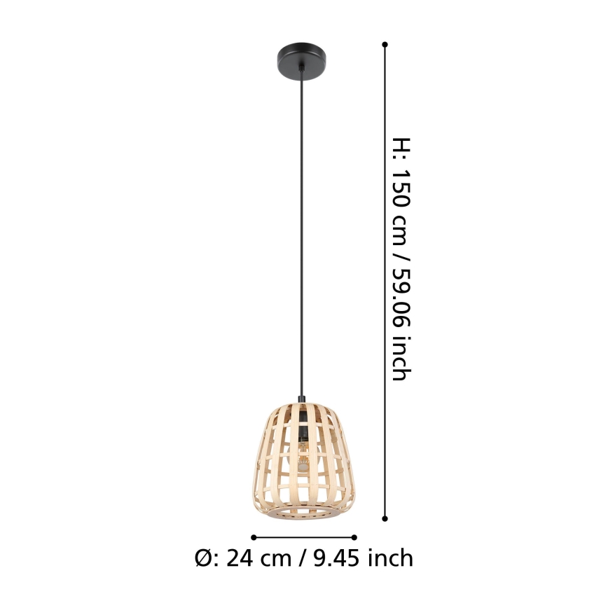Eglo - Κρεμαστό φωτιστικό οροφής 1xE27/40W/230V διάμετρος 24 cm μπαμπού