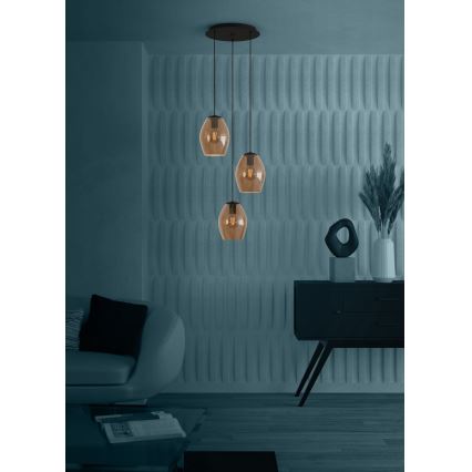 Eglo - Κρεμαστό φωτιστικό οροφής 3xE27/40W/230V καφέ