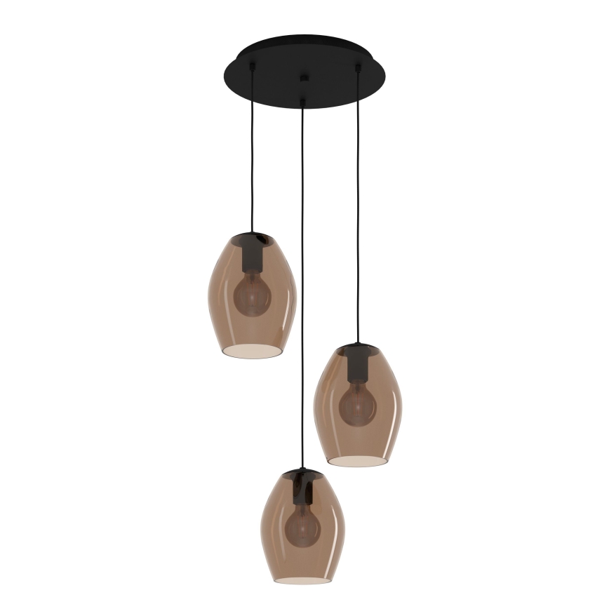 Eglo - Κρεμαστό φωτιστικό οροφής 3xE27/40W/230V καφέ