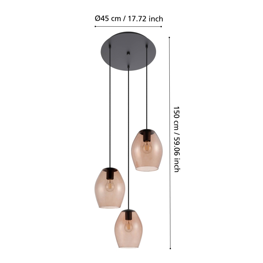 Eglo - Κρεμαστό φωτιστικό οροφής 3xE27/40W/230V καφέ