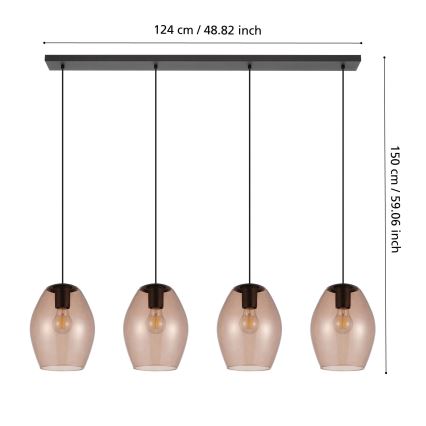 Eglo - Κρεμαστό φωτιστικό οροφής 4xE27/40W/230V καφέ