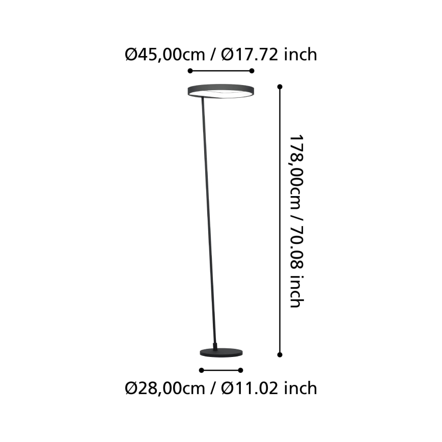 Eglo - Φωτιστικό δαπέδου LED Dimmable LED/23W/230V 3000K μαύρο