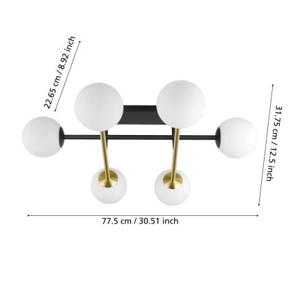 Eglo - Πλαφονιέρα οροφής 6xE14/40W/230V χρυσό/μαύρο