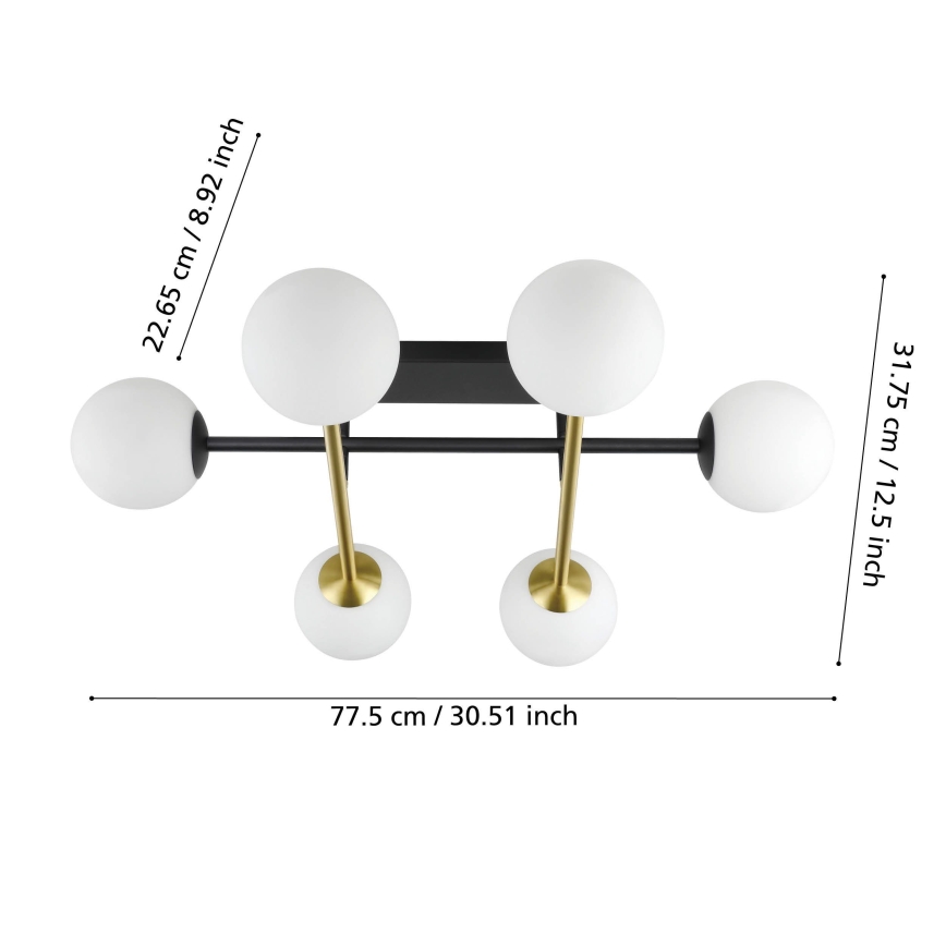 Eglo - Πλαφονιέρα οροφής 6xE14/40W/230V χρυσό/μαύρο