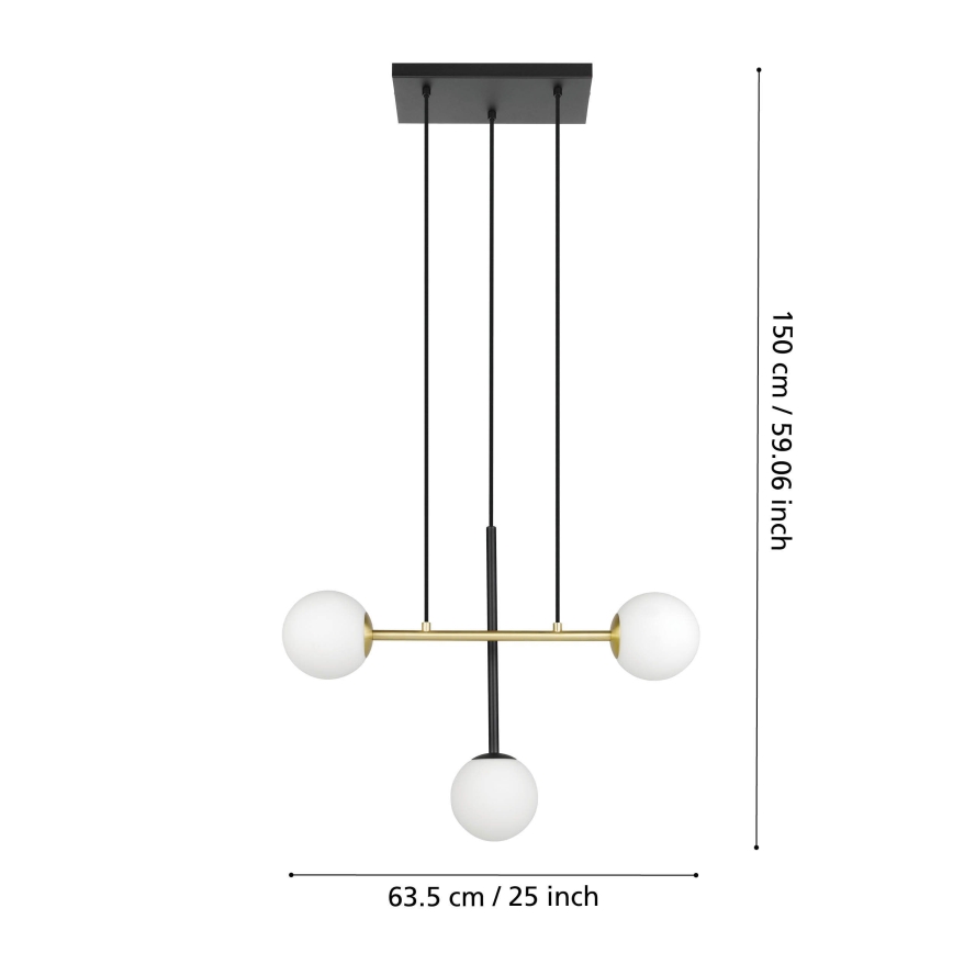 Eglo - Κρεμαστό φωτιστικό οροφής 3xE14/40W/230V χρυσό/μαύρο