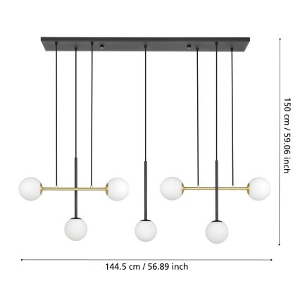 Eglo - Κρεμαστό φωτιστικό οροφής 7xE14/40W/230V χρυσό/μαύρο