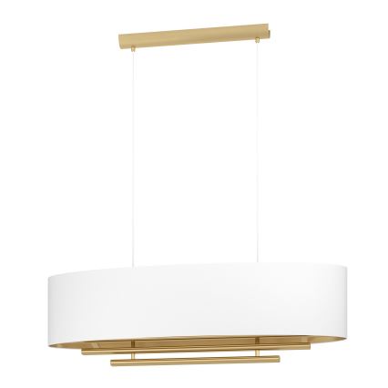 Eglo - Κρεμαστό φωτιστικό οροφής 4xE27/40W/230V λευκό/χρυσό