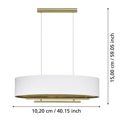 Eglo - Κρεμαστό φωτιστικό οροφής 4xE27/40W/230V λευκό/χρυσό