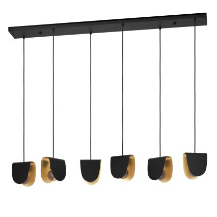 Eglo - Κρεμαστό φωτιστικό οροφής 6xE27/40W/230V μαύρο/χρυσό
