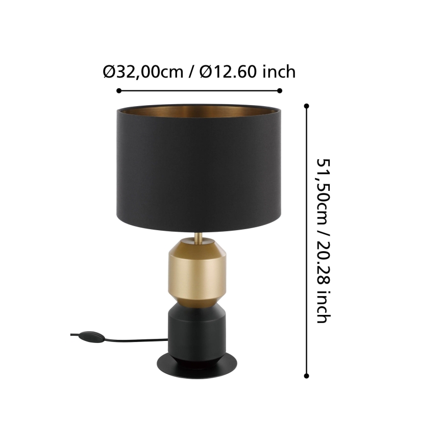 Eglo - Eπιτραπέζιο φωτιστικό 1xE27/40W/230V μαύρο/χρυσό