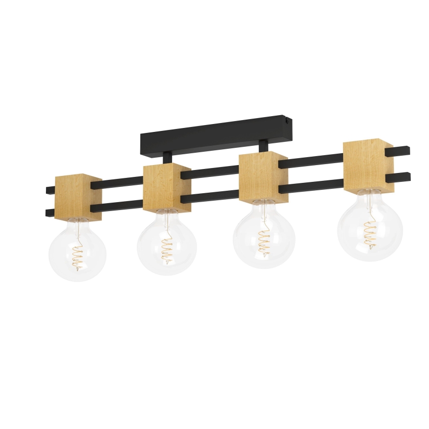 Eglo - Πλαφονιέρα οροφής 4xE27/40W/230V μαύρο/καφέ