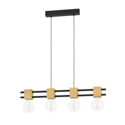 Eglo - Κρεμαστό φωτιστικό οροφής 4xE27/40W/230V μαύρο/καφέ