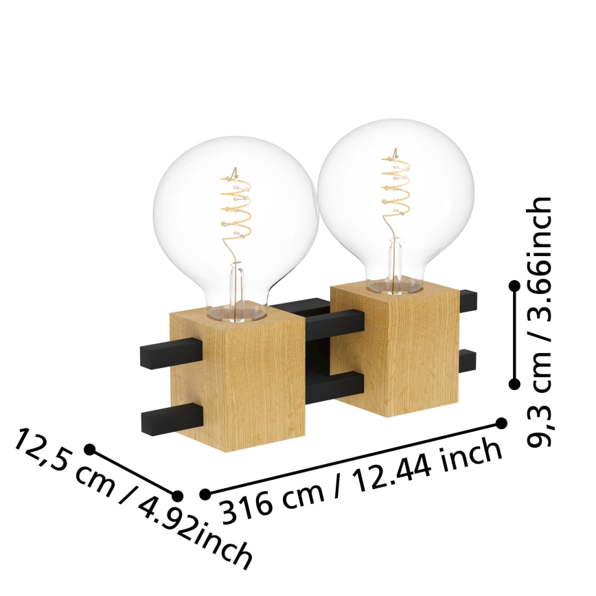 Eglo - Φωτιστικό τοίχου 2xE27/40W/230V μαύρο/καφέ