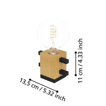Eglo - Eπιτραπέζιο φωτιστικό 1xE27/40W/230V μαύρο/καφέ