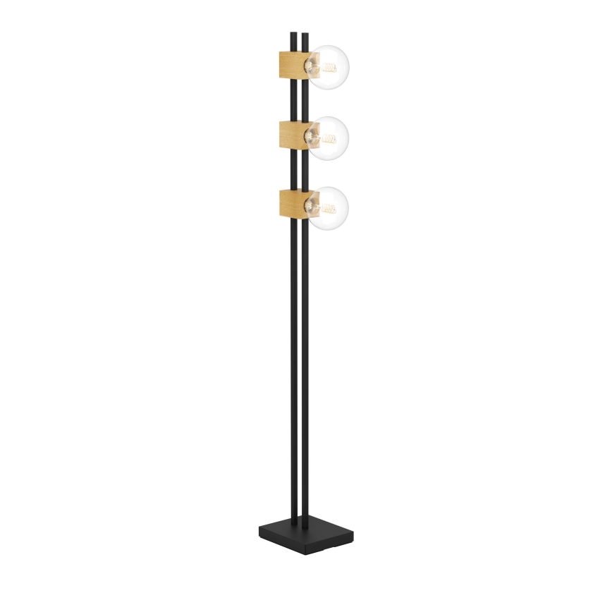 Eglo - Επιδαπέδιο φωτιστικό 3xE27/40W/230V μαύρο/καφέ