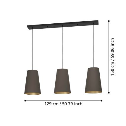 Eglo - Κρεμαστό φωτιστικό οροφής 3xE27/40W/230V καφέ