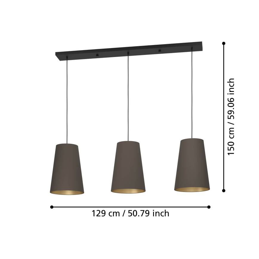 Eglo - Κρεμαστό φωτιστικό οροφής 3xE27/40W/230V καφέ