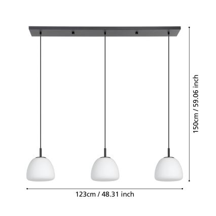 Eglo - Κρεμαστό φωτιστικό οροφής 3xE27/40W/230V μαύρο