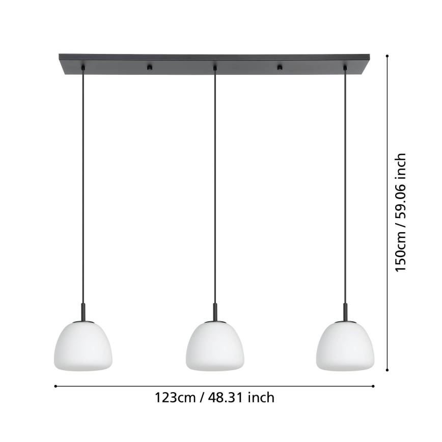 Eglo - Κρεμαστό φωτιστικό οροφής 3xE27/40W/230V μαύρο