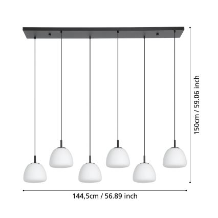 Eglo - Κρεμαστό φωτιστικό οροφής 6xE27/40W/230V μαύρο