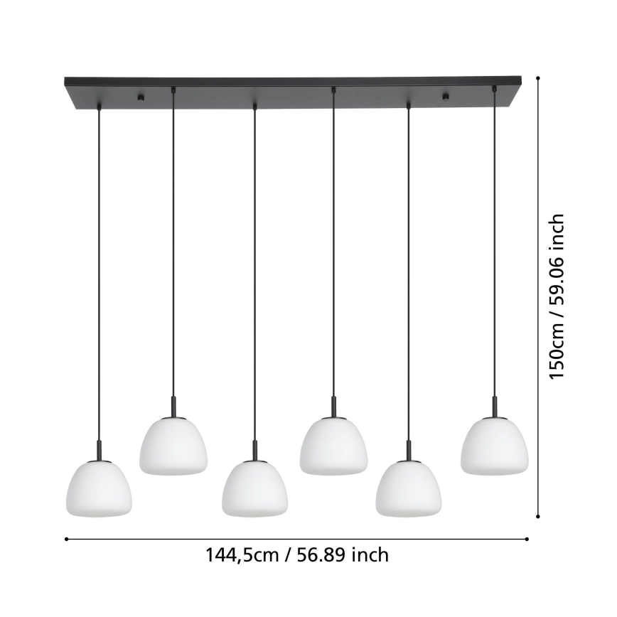 Eglo - Κρεμαστό φωτιστικό οροφής 6xE27/40W/230V μαύρο