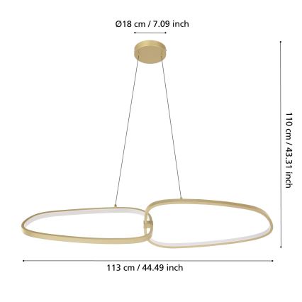 Eglo - Led Dimmable κρεμαστό φωτιστικό οροφής LED/37,5W/230V 3000K χρυσό