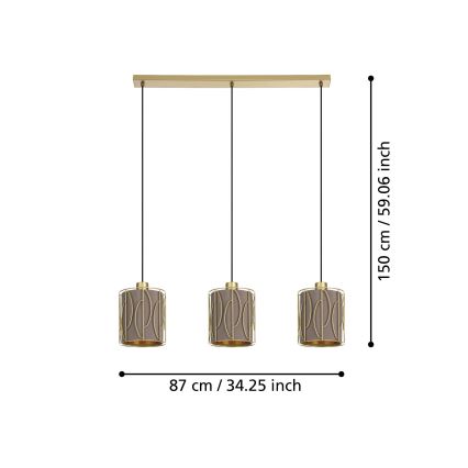 Eglo - Κρεμαστό φωτιστικό οροφής 3xE27/40W/230V χρυσό/καφέ