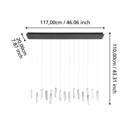 Eglo - Led Dimmable κρεμαστό φωτιστικό οροφής 8xLED/4,2W/230V 3000K διαφανή